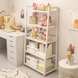 Meteorleg Contemporary Ladder-Style White Bookcase, Space-Saving 5-Tier Freestanding Shelf for Display and Storage