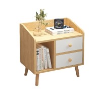 Meteorleg Classic Wooden Bedside Table with Open Shelves and Drawers, Nightstand for Bedroom Storage