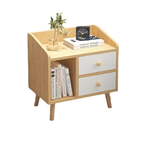 Meteorleg Classic Wooden Bedside Table with Open Shelves and Drawers, Nightstand for Bedroom Storage