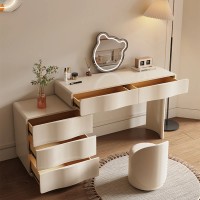 Meteorleg Elegant Wooden Dressing Table with Multi-Drawers and Mirror, Functional Vanity for Bedrooms
