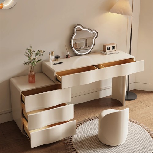 Meteorleg Elegant Wooden Dressing Table with Multi-Drawers and Mirror, Functional Vanity for Bedrooms